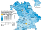 Gemeindeschlüsselzuweisung 2022 in Relation zur Steuerkraft 2022 in den kreisfreien Städten und Landkreisen Bayerns